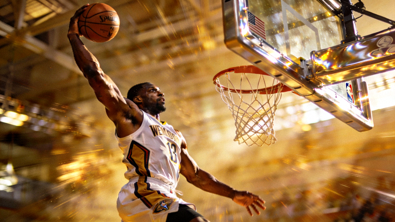 NBA球员扣篮精彩瞬间特写照片